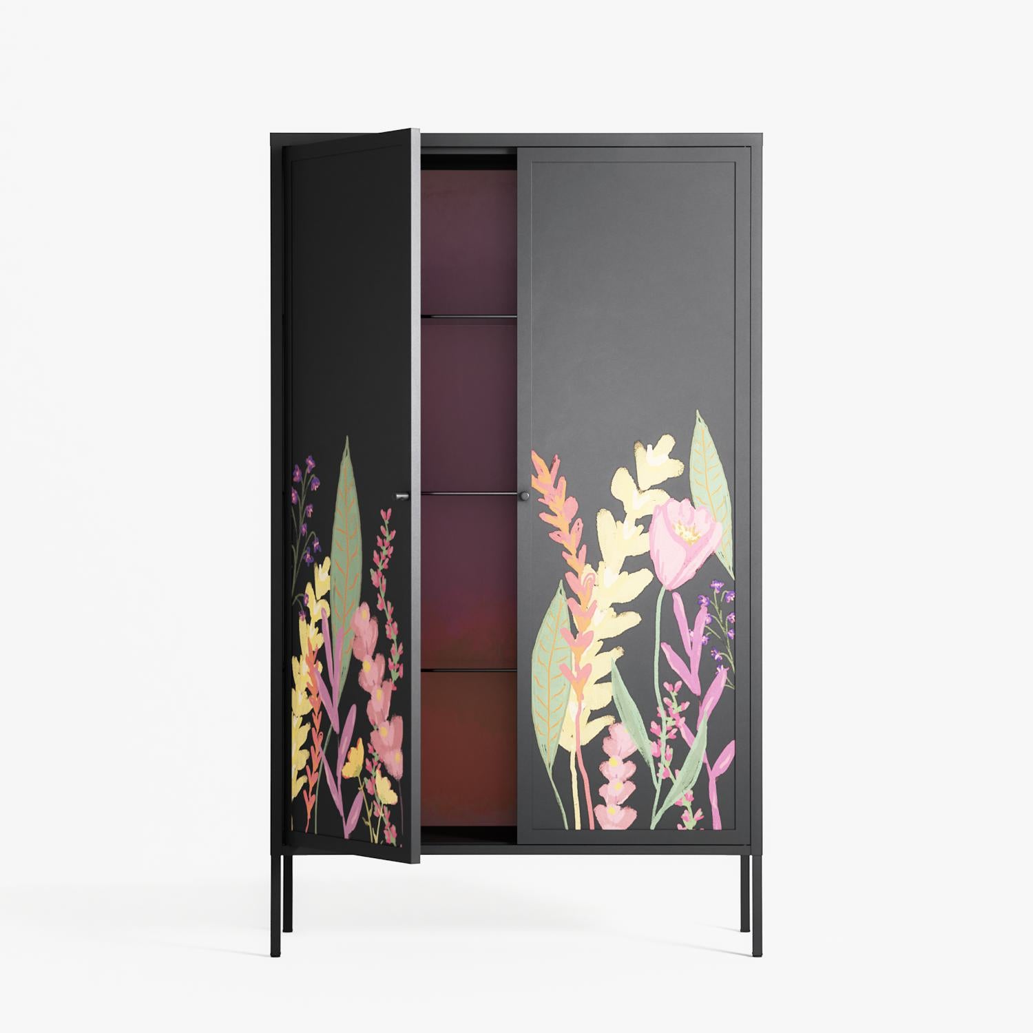 Abstract Flower Garden - Cabinet - Raissa Oltmanns - Antracite - Overlay Metal