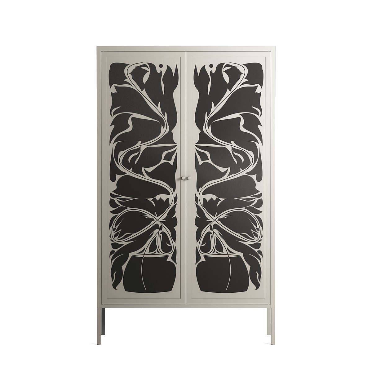Black Potted Plant - Cabinet - Konrad Blaszczyk - Pebble - Overlay Metal
