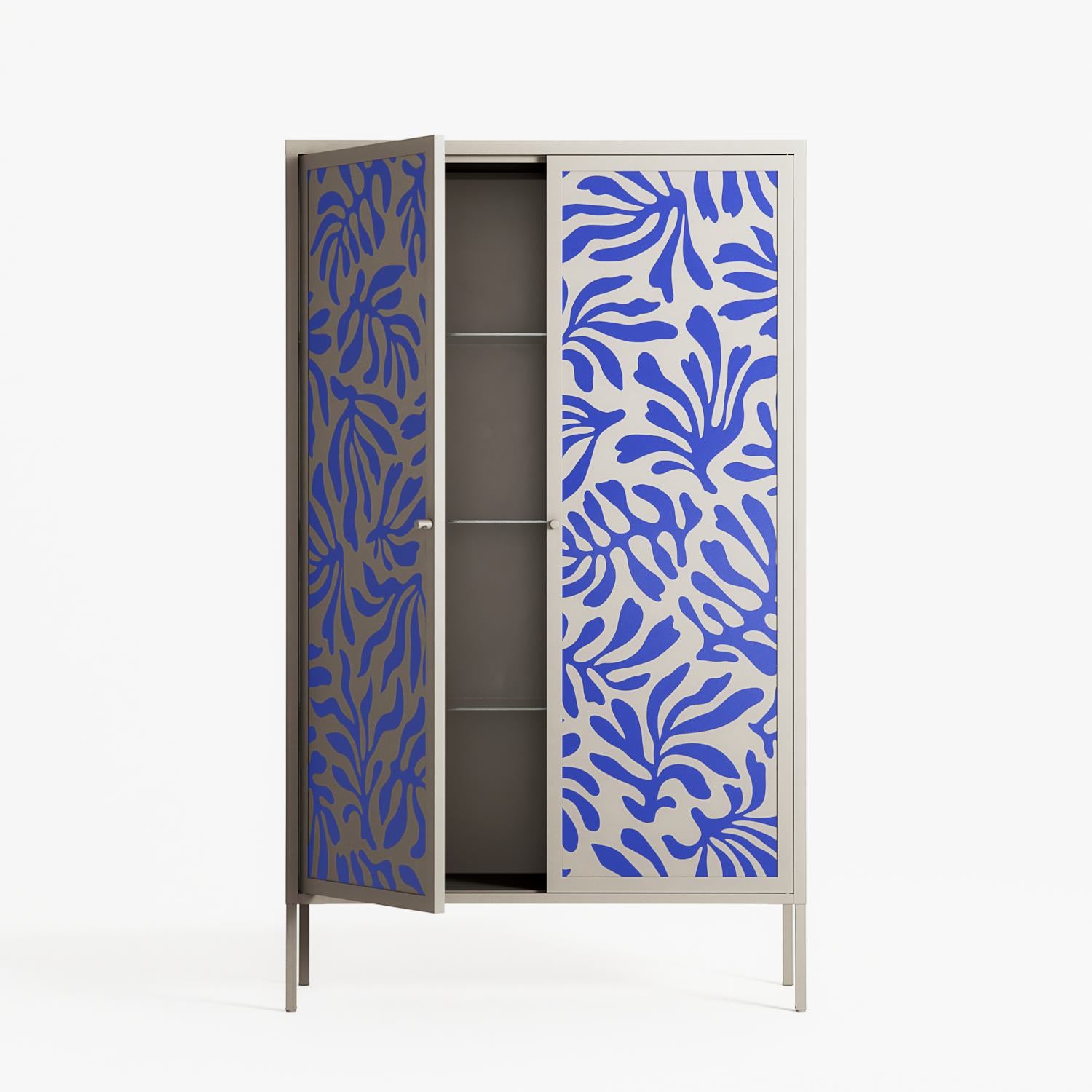 Botanica Blue - Cabinet - Amy Suther - Pebble - Overlay Metal