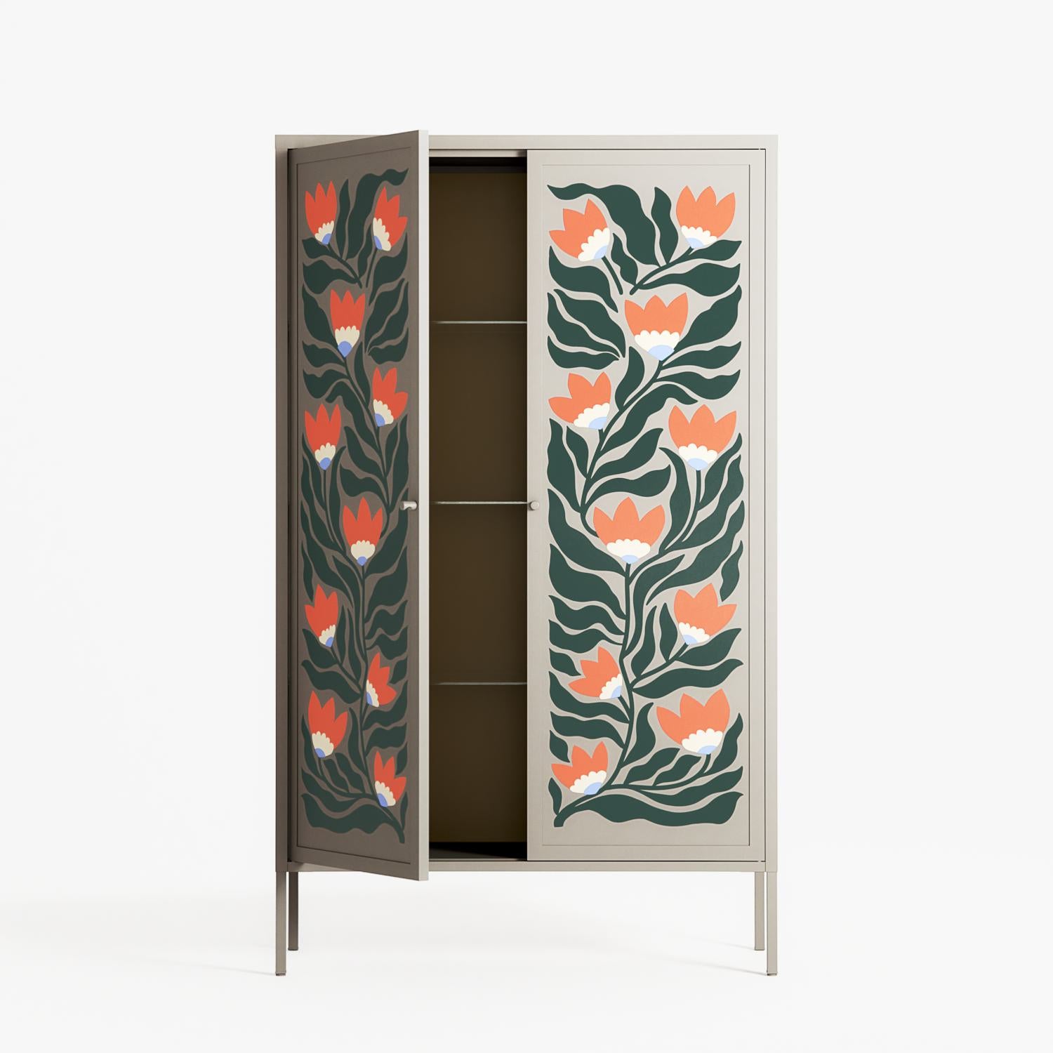 Blooming Folk Garden - Cabinet - Sandra Hutter - Pebble - Overlay Metal