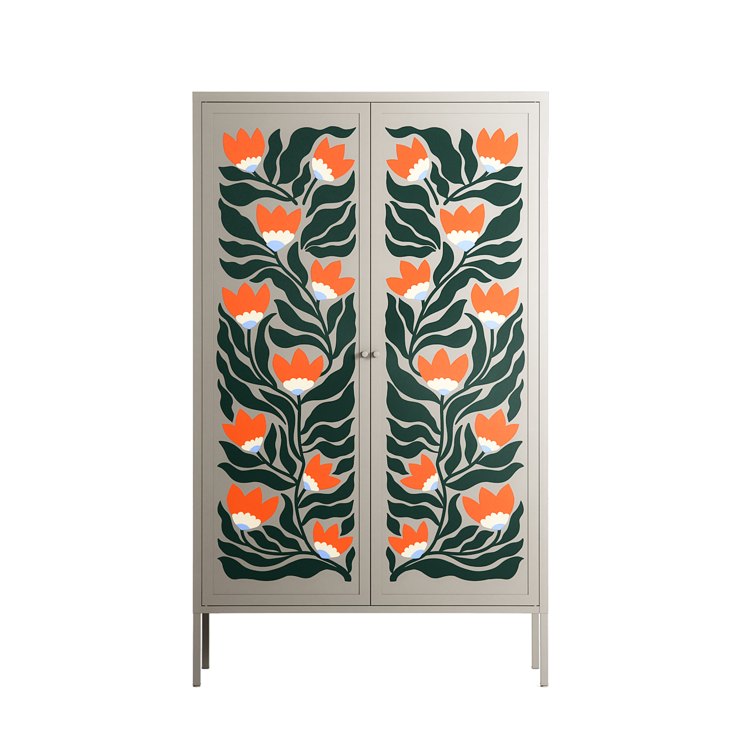 Blooming Folk Garden - Cabinet - Sandra Hutter - Pebble - Overlay Metal