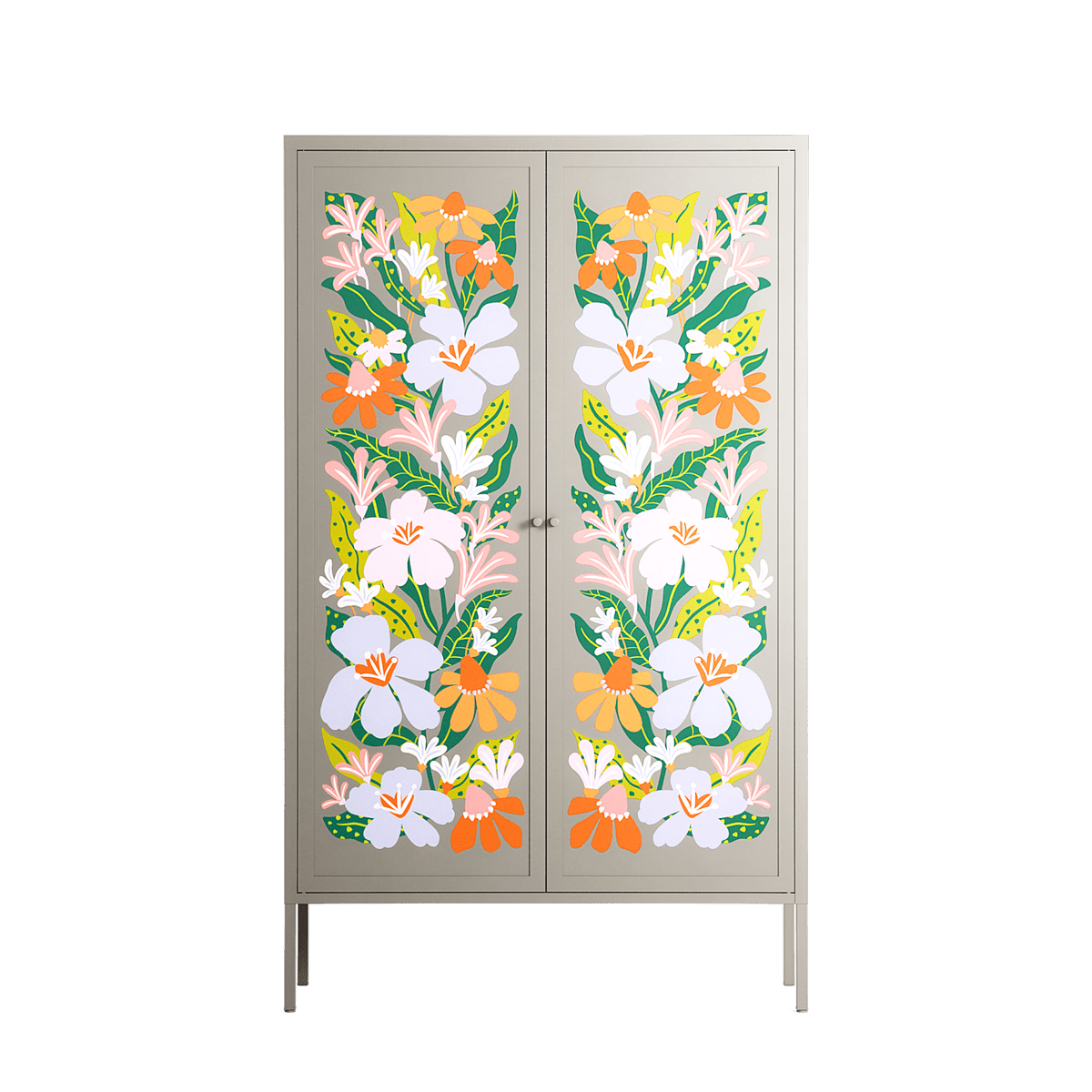 Floral Delight - Cabinet - Sandra Hutter - Pebble - Overlay Metal