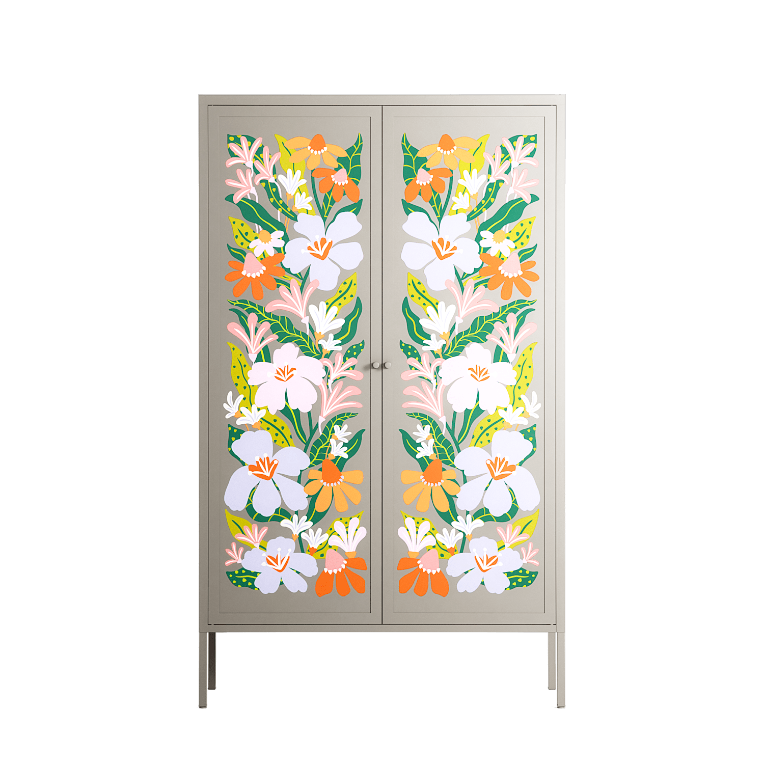 Floral Delight - Cabinet - Sandra Hutter - Pebble - Overlay Metal