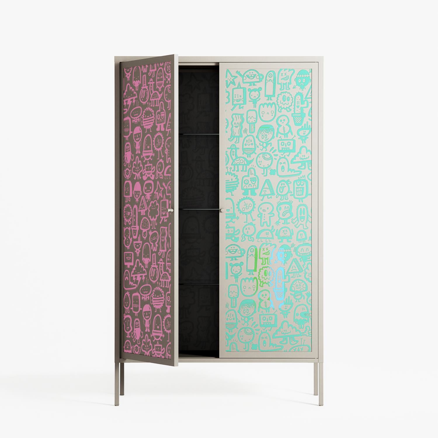 Little Monsters With Big Ideas - Cabinet - Craig Watkins - Pebble - Overlay Metal