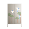 Abstract Cranes And Palms - Cabinet - Raissa Oltmanns - Pebble - Overlay Metal