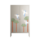 Abstract Cranes And Palms - Cabinet - Raissa Oltmanns - Pebble - Overlay Metal