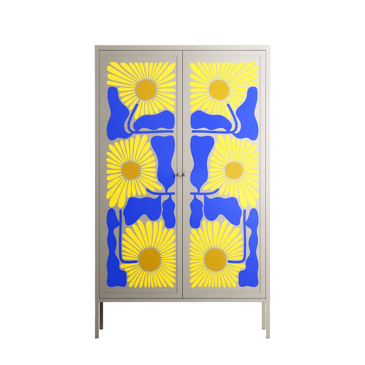 Sunflowers - Cabinet - Sandra Hutter - Pebble - Overlay Metal