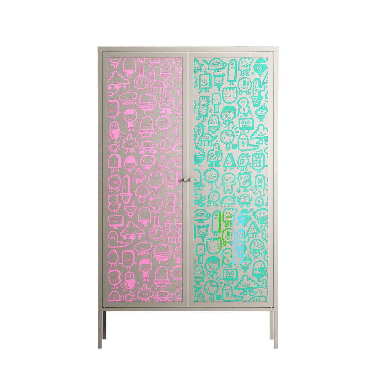 Little Monsters With Big Ideas - Cabinet - Craig Watkins - Pebble - Overlay Metal