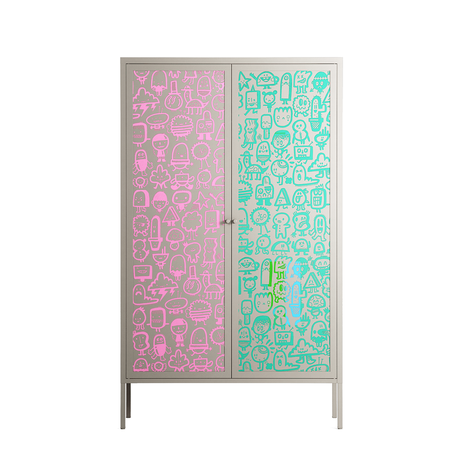Little Monsters With Big Ideas - Cabinet - Craig Watkins - Pebble - Overlay Metal