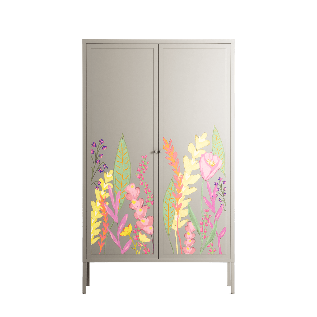 Abstract Flower Garden - Cabinet - Raissa Oltmanns - Pebble - Overlay Metal