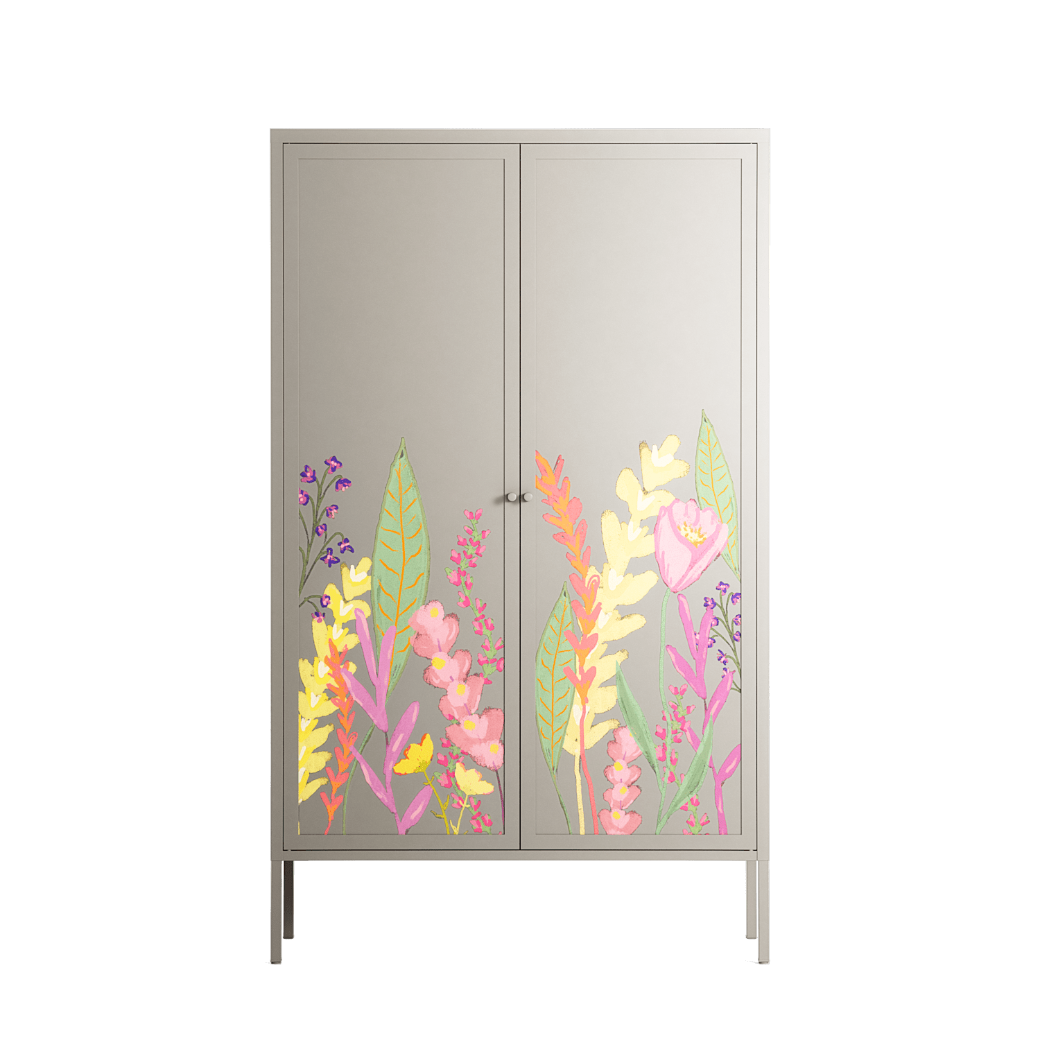 Abstract Flower Garden - Cabinet - Raissa Oltmanns - Pebble - Overlay Metal