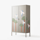 Abstract Cranes And Palms - Cabinet - Raissa Oltmanns - Pebble - Overlay Metal
