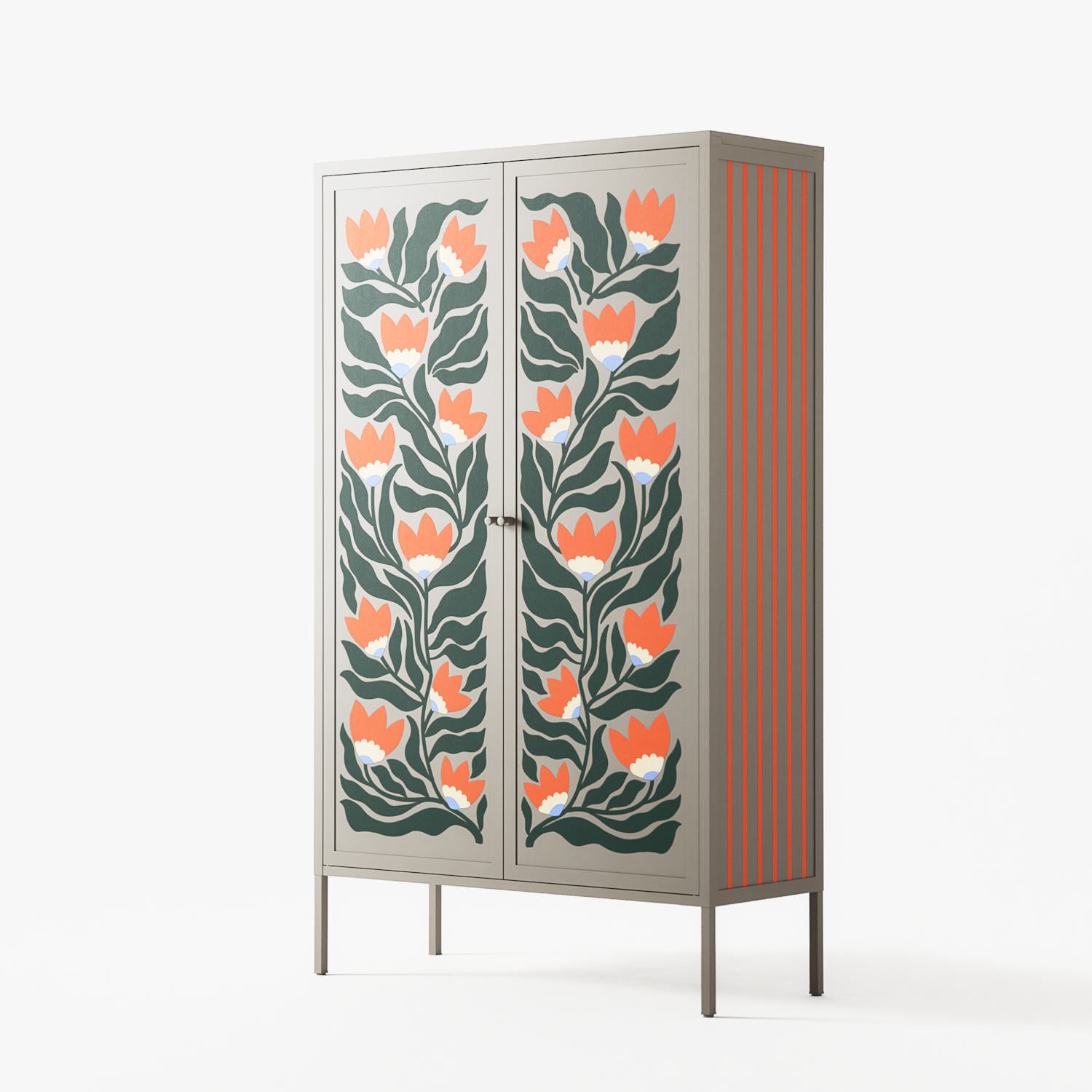 Blooming Folk Garden - Cabinet - Sandra Hutter - Pebble - Overlay Metal