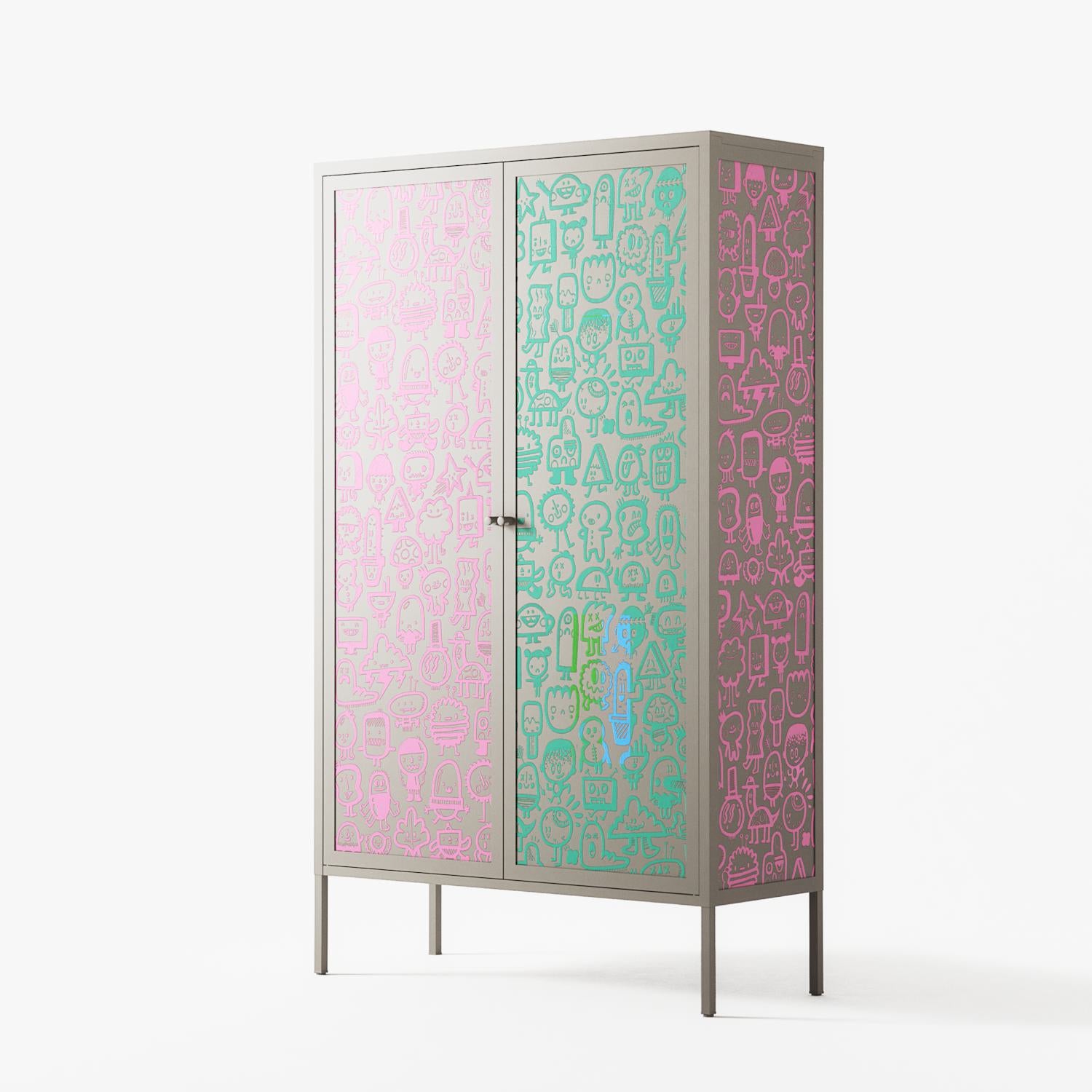 Little Monsters With Big Ideas - Cabinet - Craig Watkins - Pebble - Overlay Metal