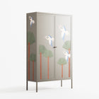 Abstract Cranes And Palms - Cabinet - Raissa Oltmanns - Pebble - Overlay Metal