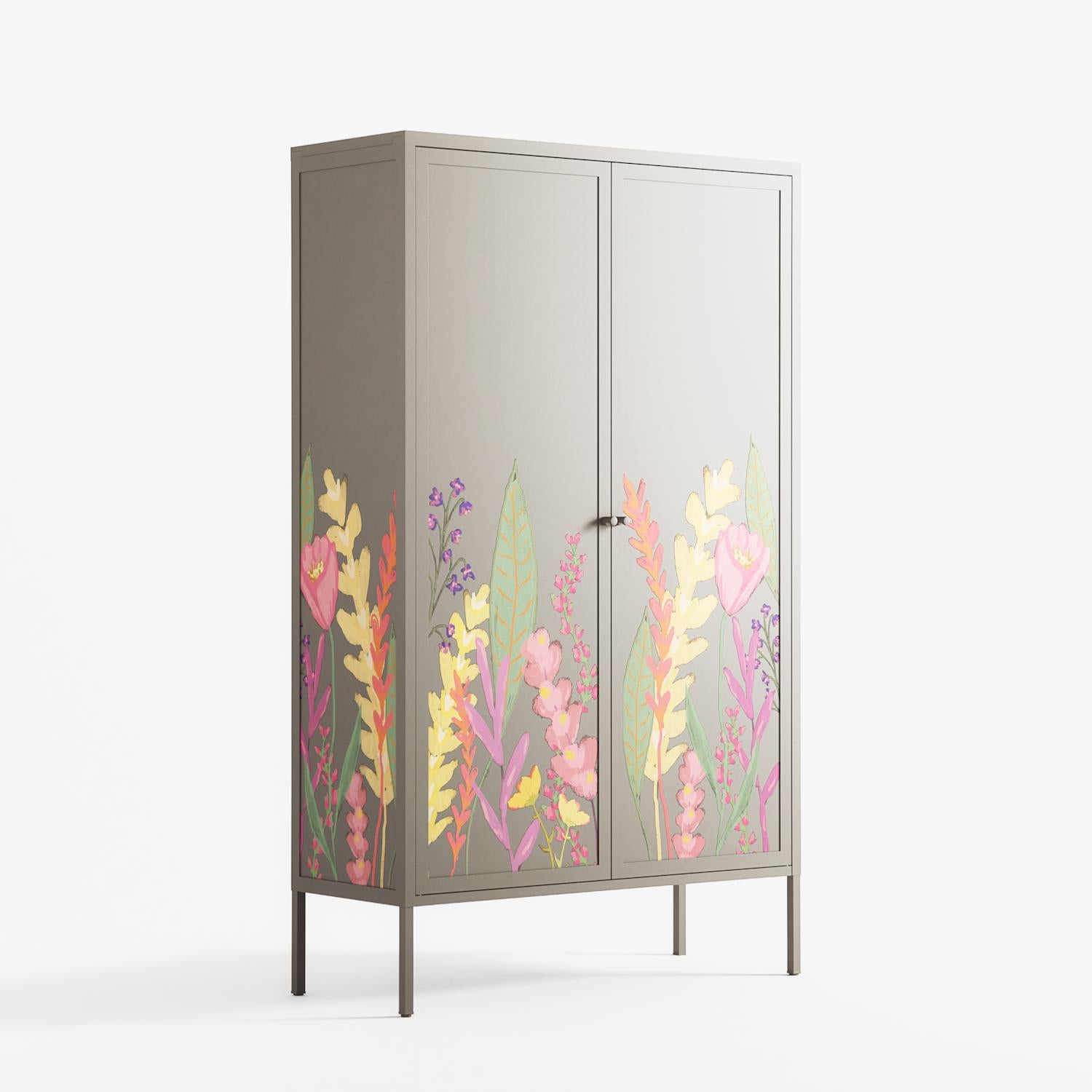 Abstract Flower Garden - Cabinet - Raissa Oltmanns - Pebble - Overlay Metal