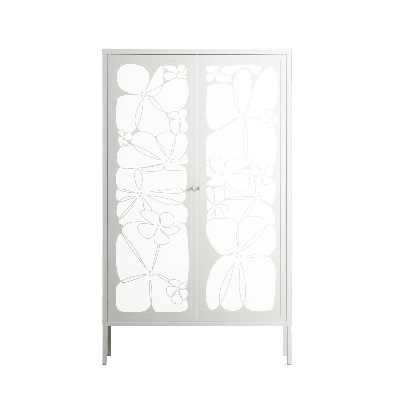 White Flowers - Cabinet - Konrad Blaszczyk - Chalk - Overlay Metal