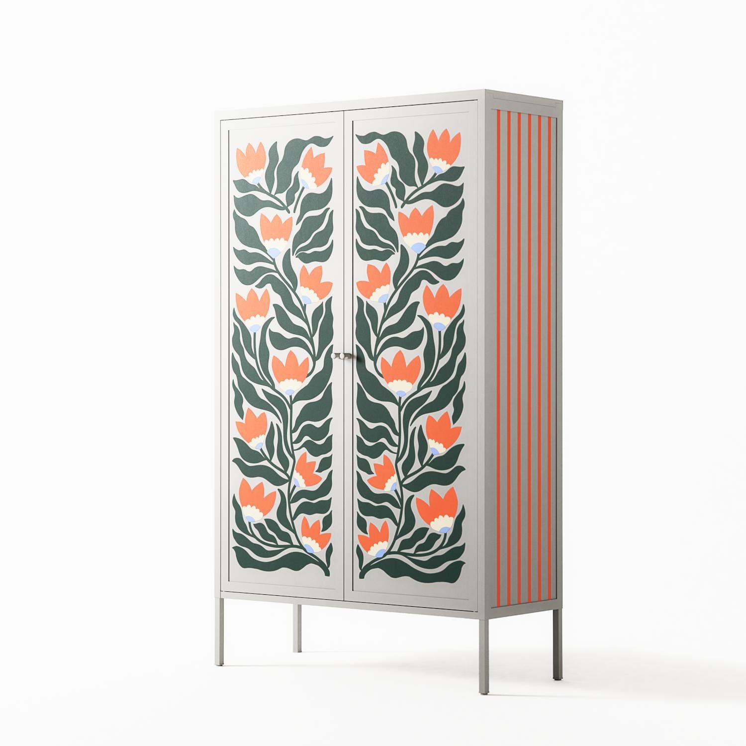Blooming Folk Garden - Cabinet - Sandra Hutter  - Chalk - Overlay Metal