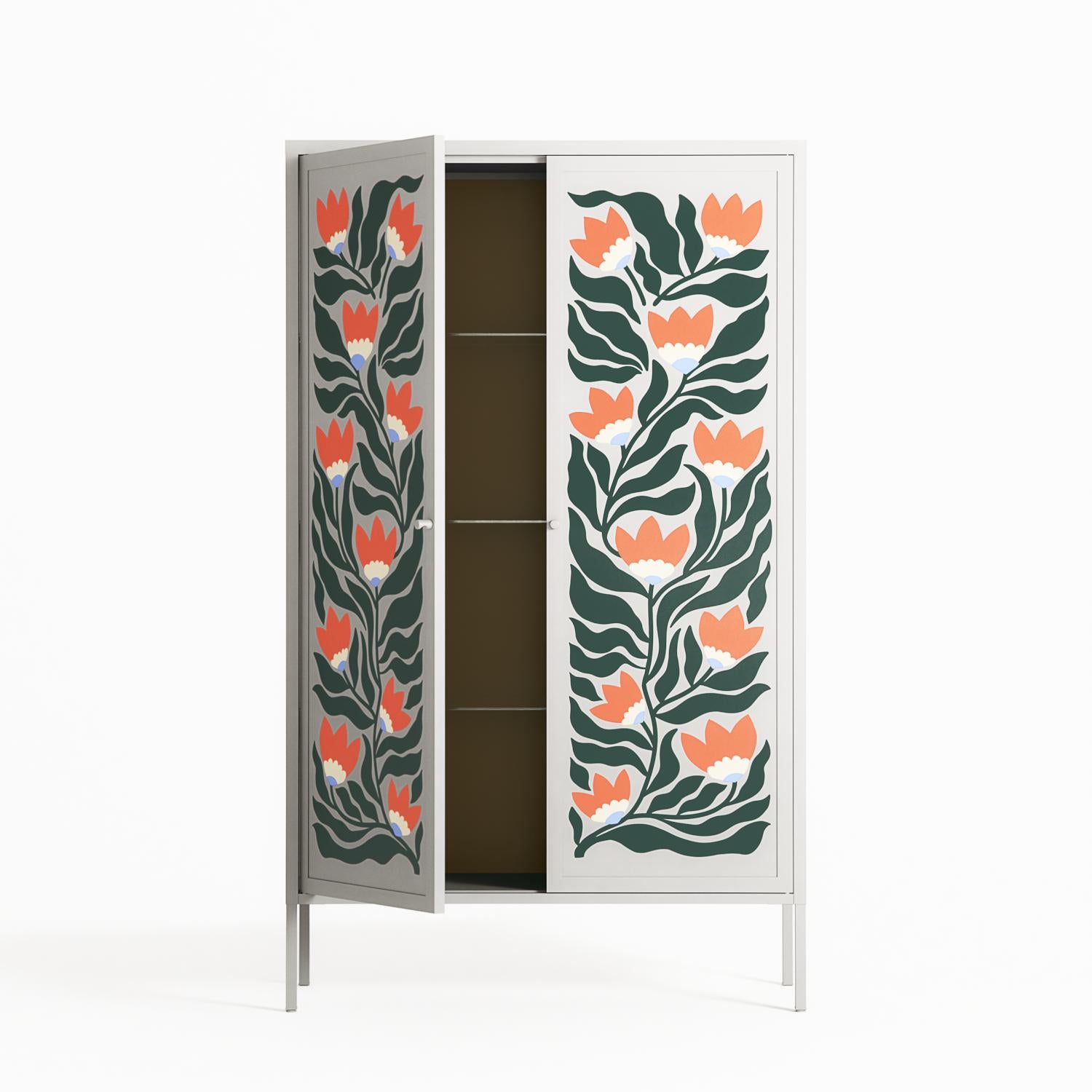 Blooming Folk Garden - Cabinet - Sandra Hutter  - Chalk - Overlay Metal