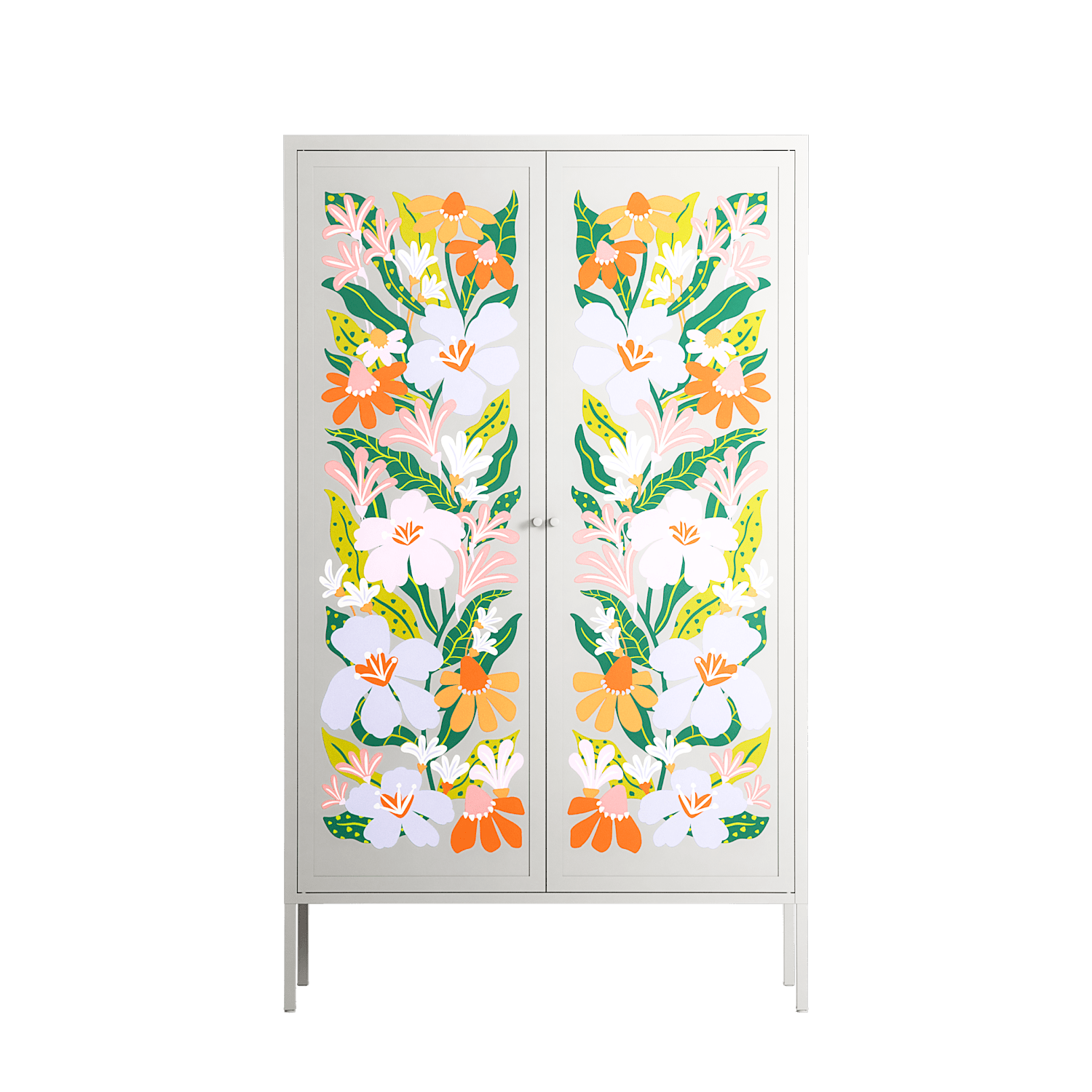 Floral Delight - Cabinet - Sandra Hutter - Chalk - Overlay Metal