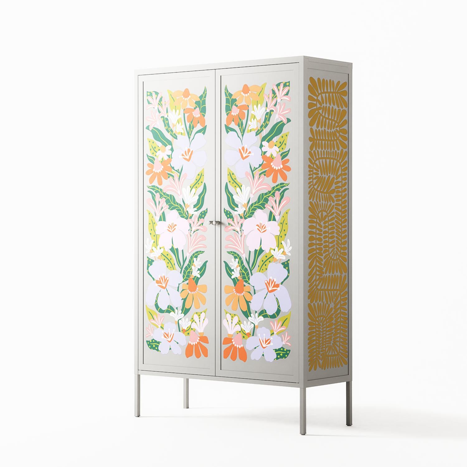 Floral Delight - Cabinet - Sandra Hutter - Chalk - Overlay Metal