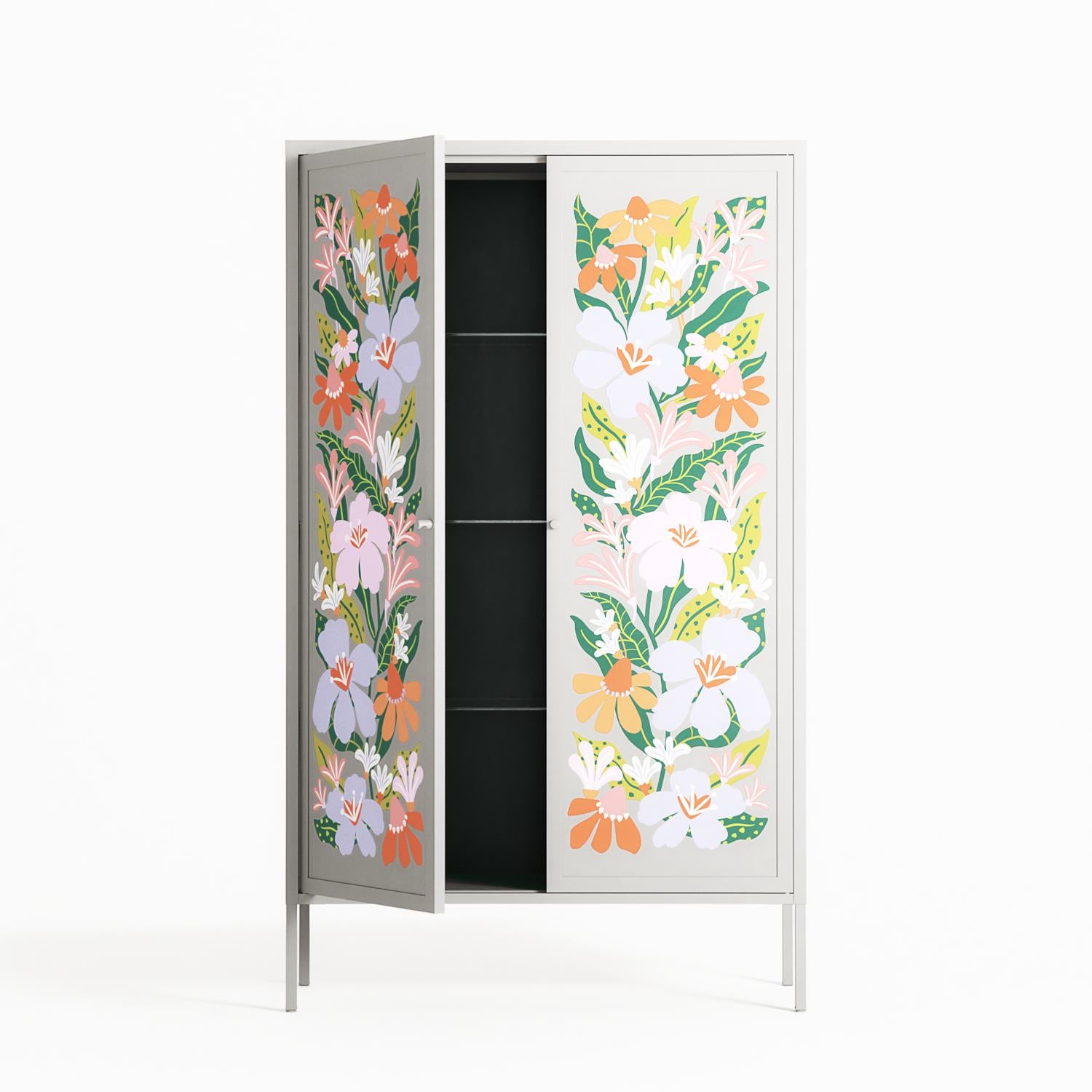 Floral Delight - Cabinet - Sandra Hutter - Chalk - Overlay Metal