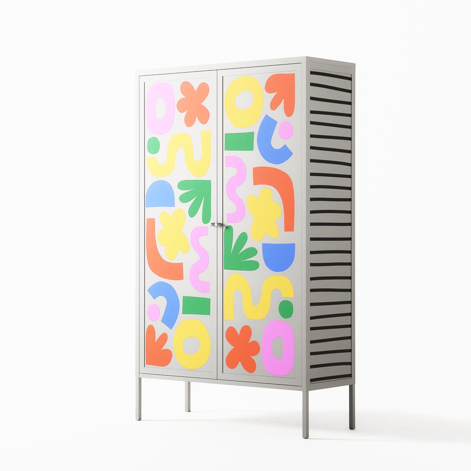 Fun Shapes - Cabinet - Sandra Hutter - Chalk - Overlay Metal