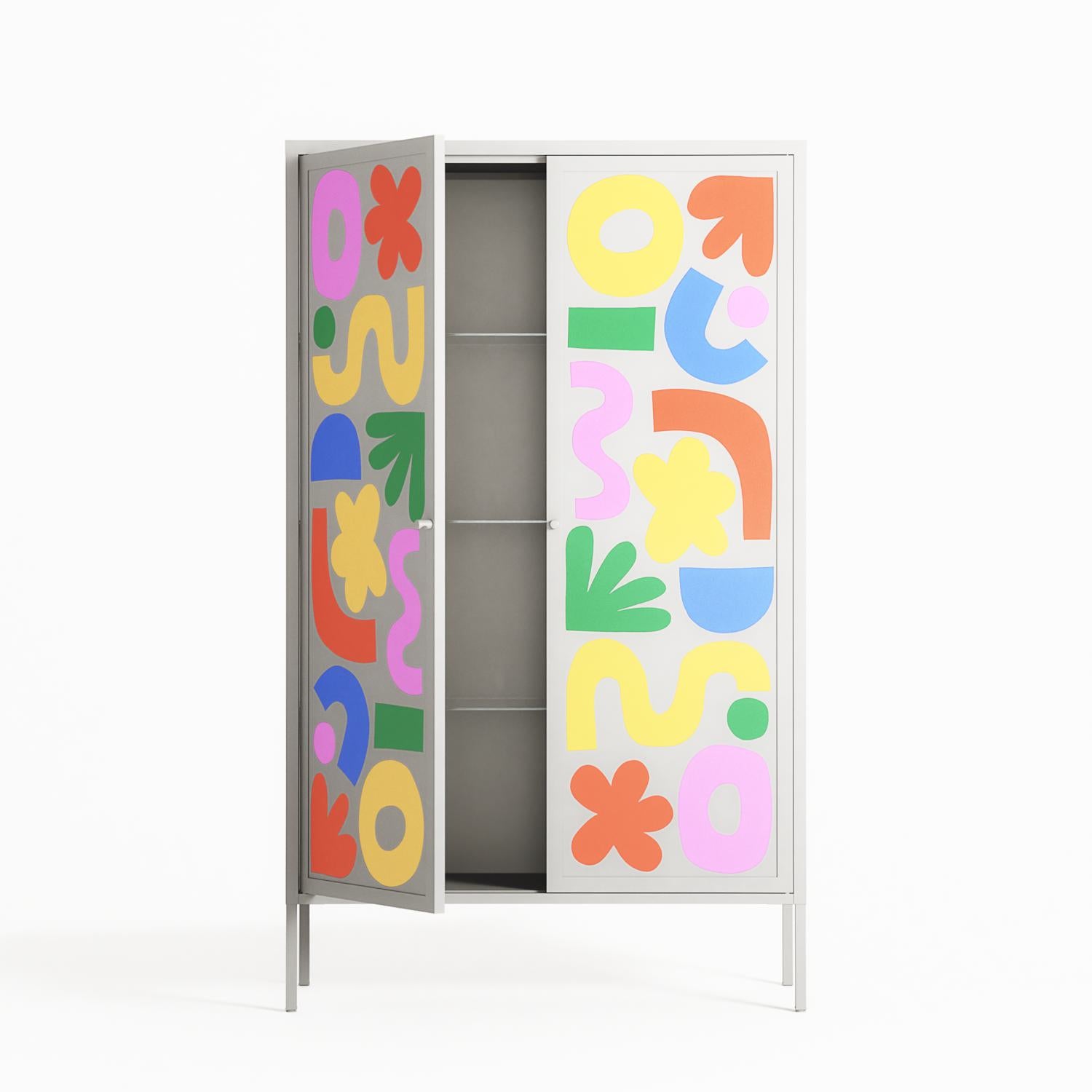 Fun Shapes - Cabinet - Sandra Hutter - Chalk - Overlay Metal