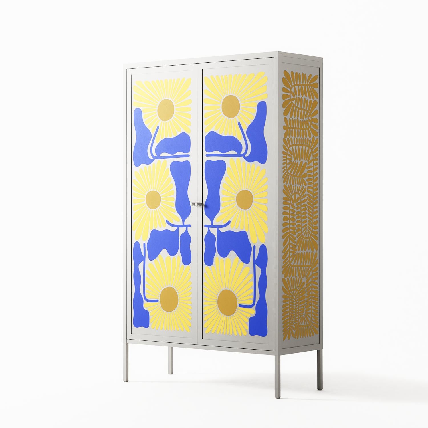 Sunflowers - Cabinet - Sandra Hutter - Chalk - Overlay Metal