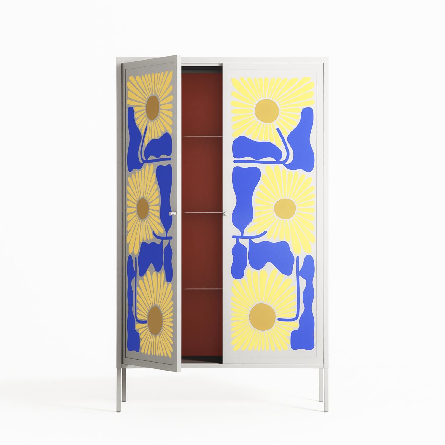 Sunflowers - Cabinet - Sandra Hutter - Chalk - Overlay Metal