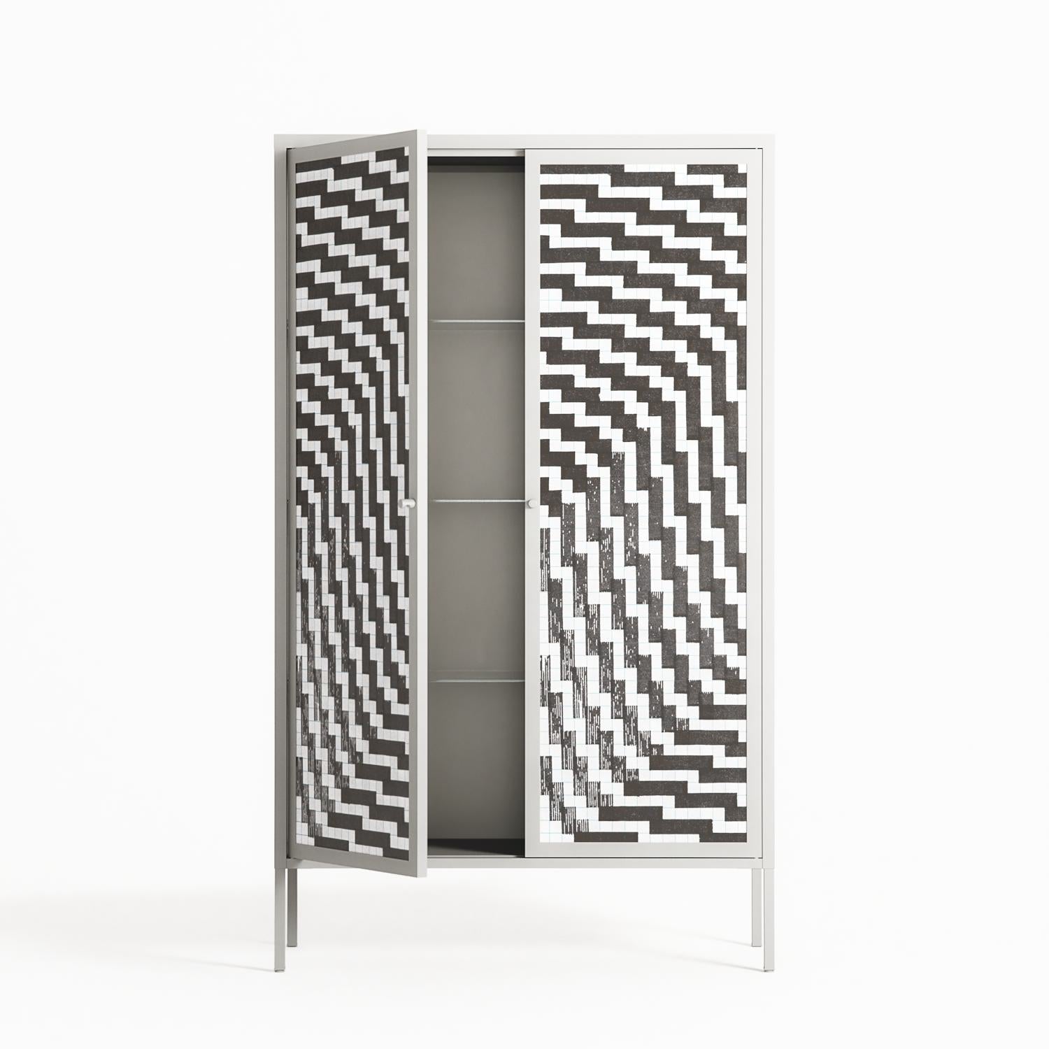 Wave In Wave - Cabinet - Guido De Boer - Chalk - Overlay Metal