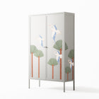 Abstract Cranes And Palms - Cabinet - Raissa Oltmanns - Chalk - Overlay Metal
