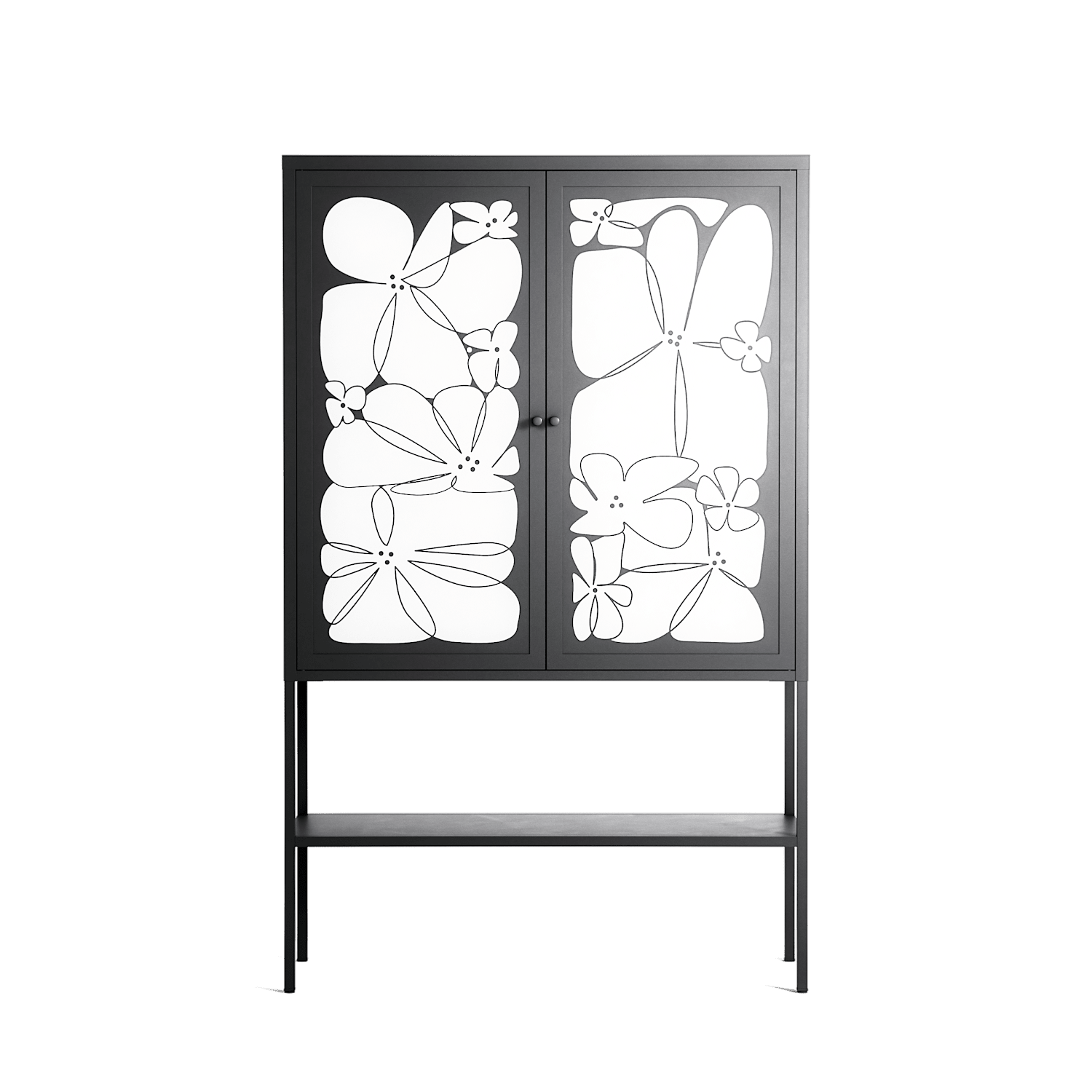 White Flowers - Loft Cabinet - Konrad Blaszczyk - Antracite - Overlay Metal