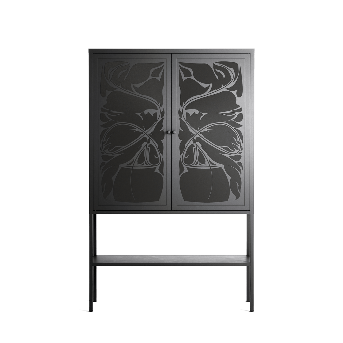 Black Potted Plant - Loft Cabinet - Konrad Blaszczyk - Antracite - Overlay Metal