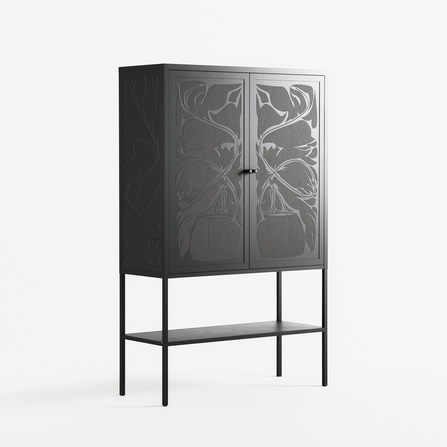 Black Potted Plant - Loft Cabinet - Konrad Blaszczyk - Antracite - Overlay Metal