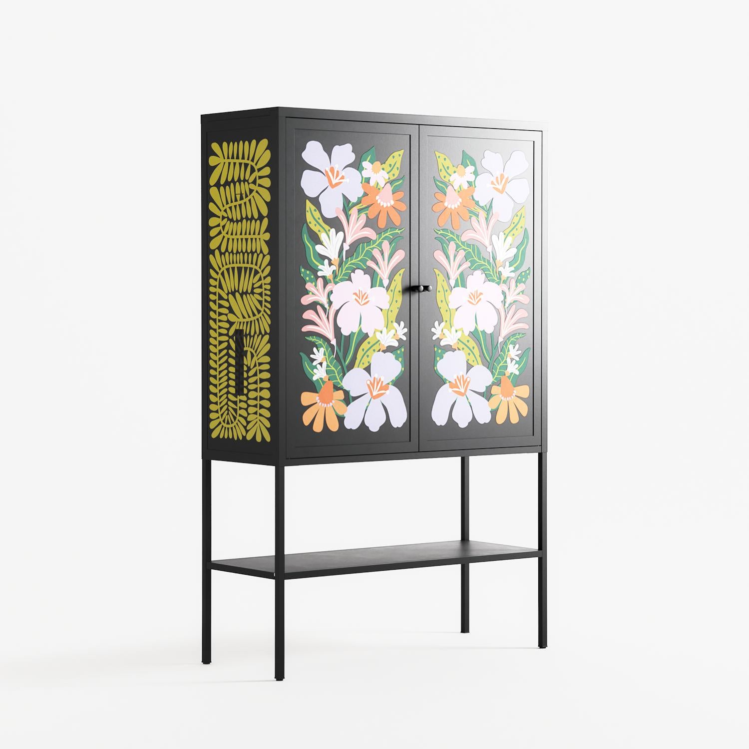 Floral Delight - Loft Cabinet - Sandra Hutter - Antracite - Overlay Metal