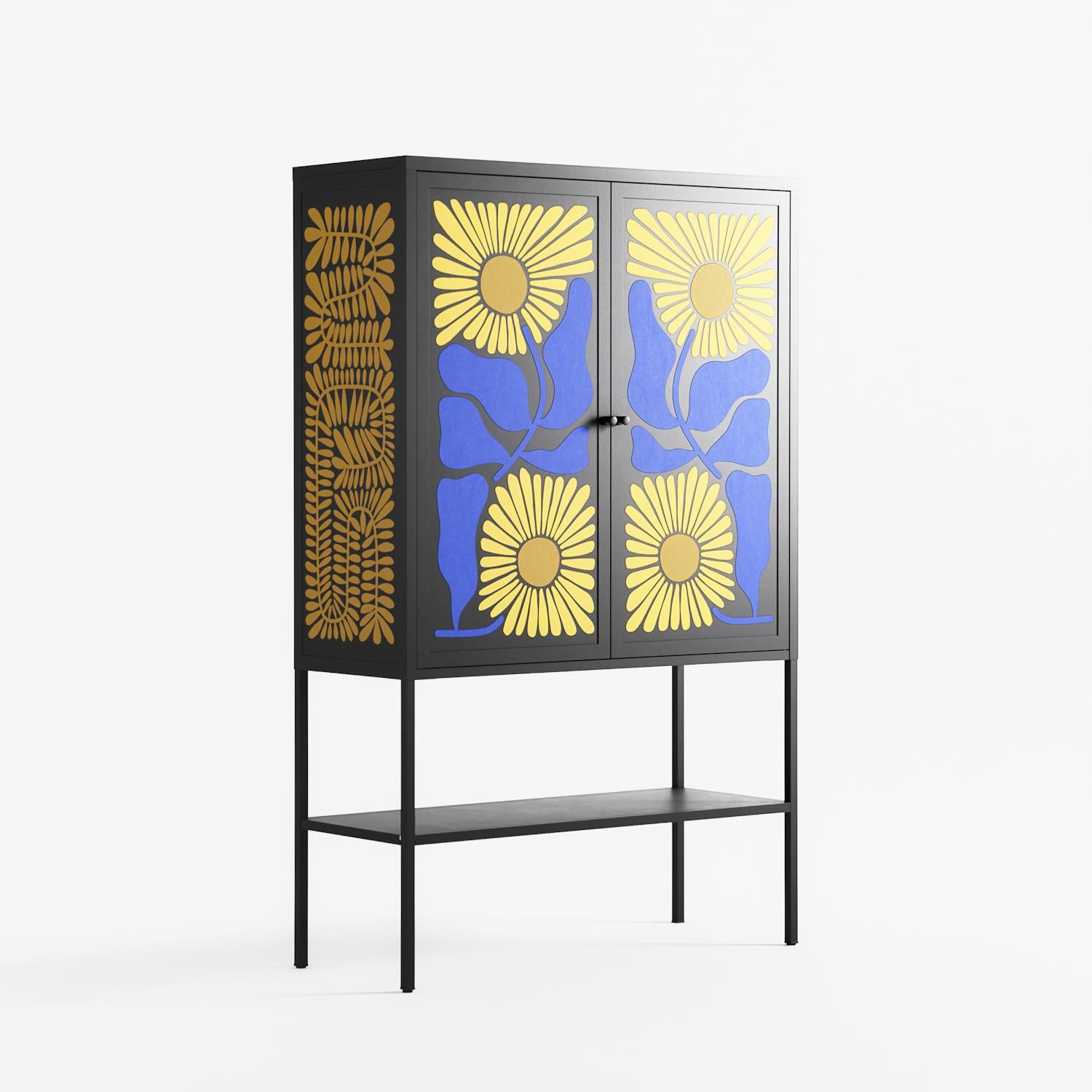 Sunflowers - Loft Cabinet - Sandra Hutter - Antracite - Overlay Metal