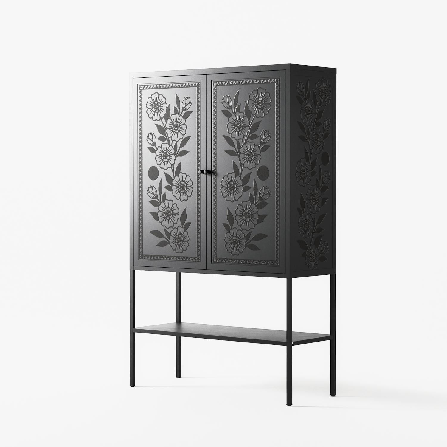 Barbed Bloom - Loft Cabinet - Daphna Sebbane - Antracite - Overlay Metal