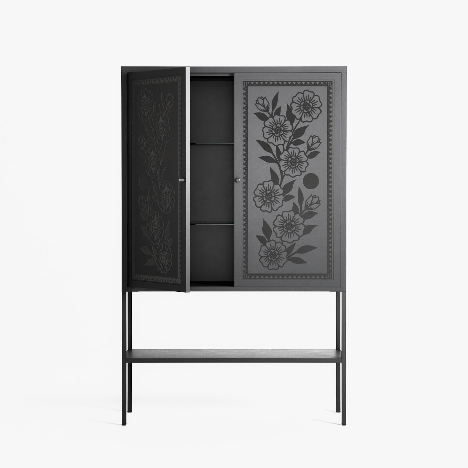 Barbed Bloom - Loft Cabinet - Daphna Sebbane - Antracite - Overlay Metal