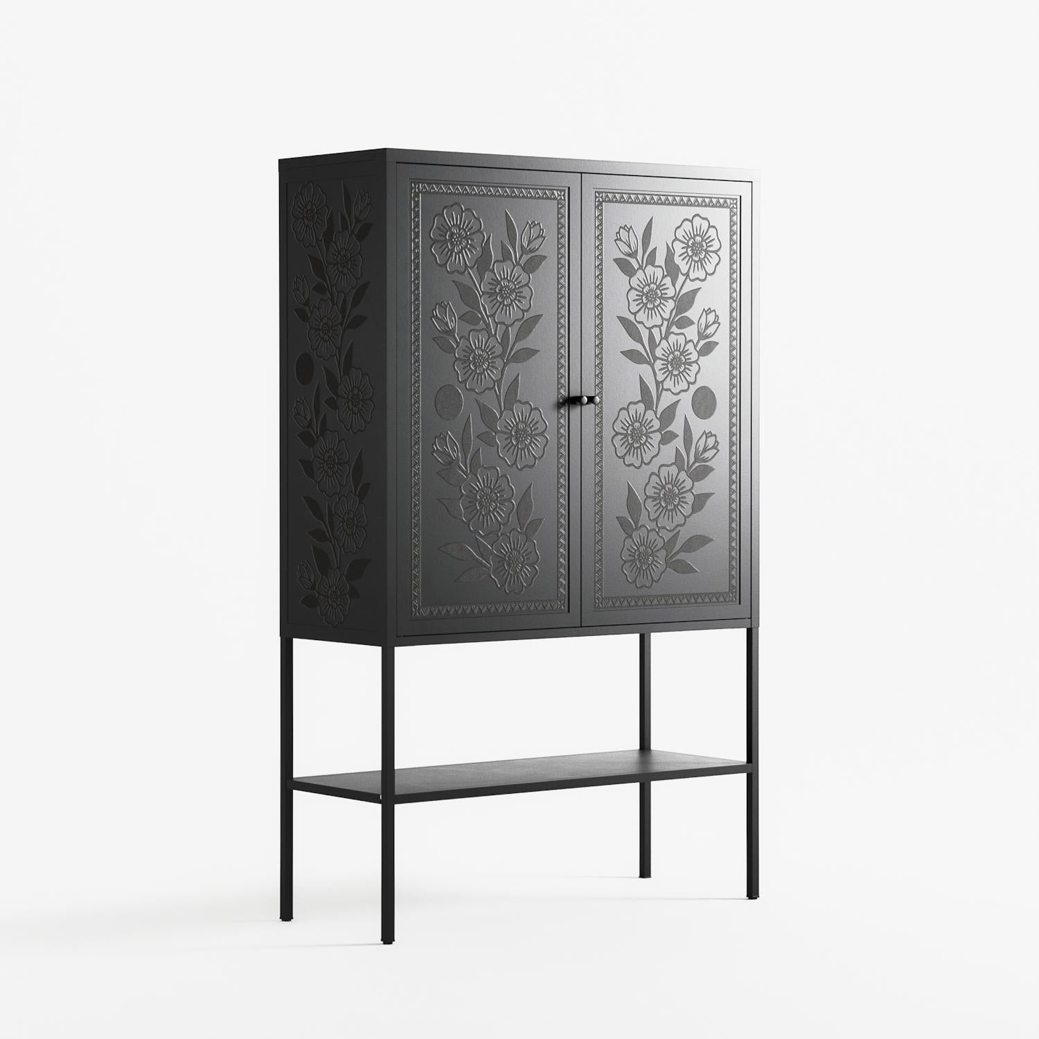 Barbed Bloom - Loft Cabinet - Daphna Sebbane - Antracite - Overlay Metal