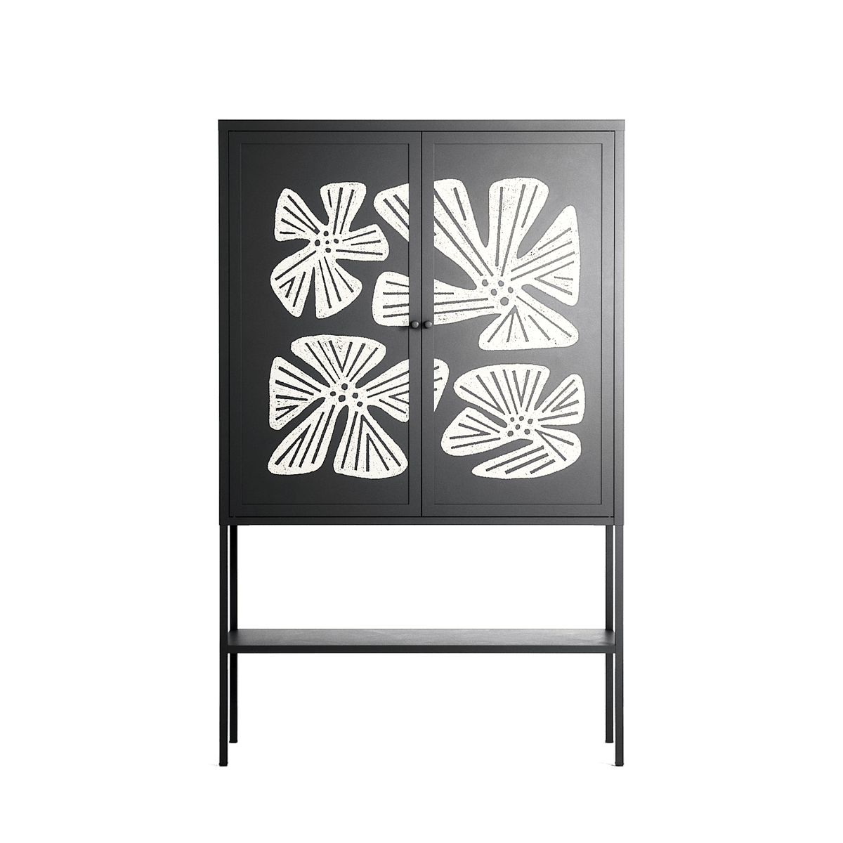 Blue Flower - Loft Cabinet - Magdalena Marchocka - Antracite - Overlay Metal
