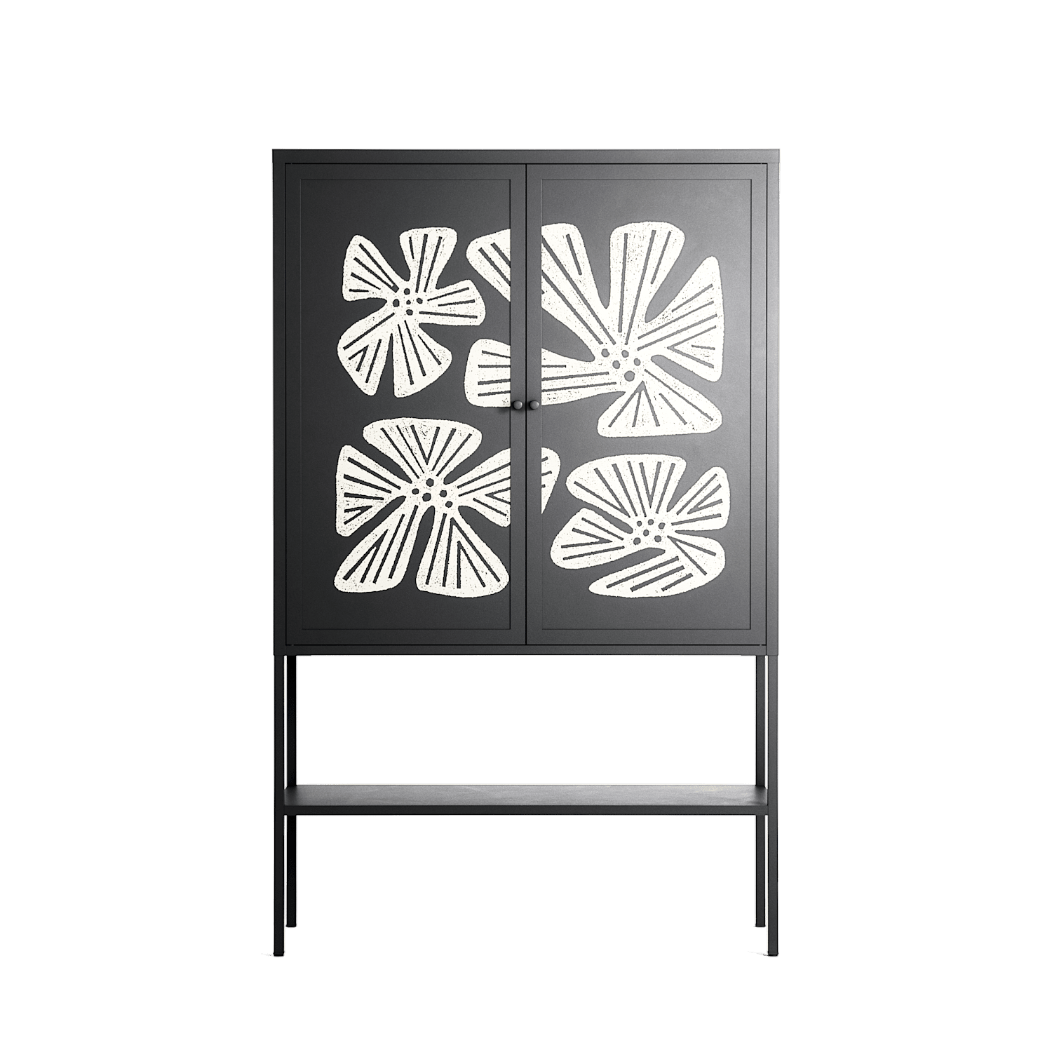 Blue Flower - Loft Cabinet - Magdalena Marchocka - Antracite - Overlay Metal