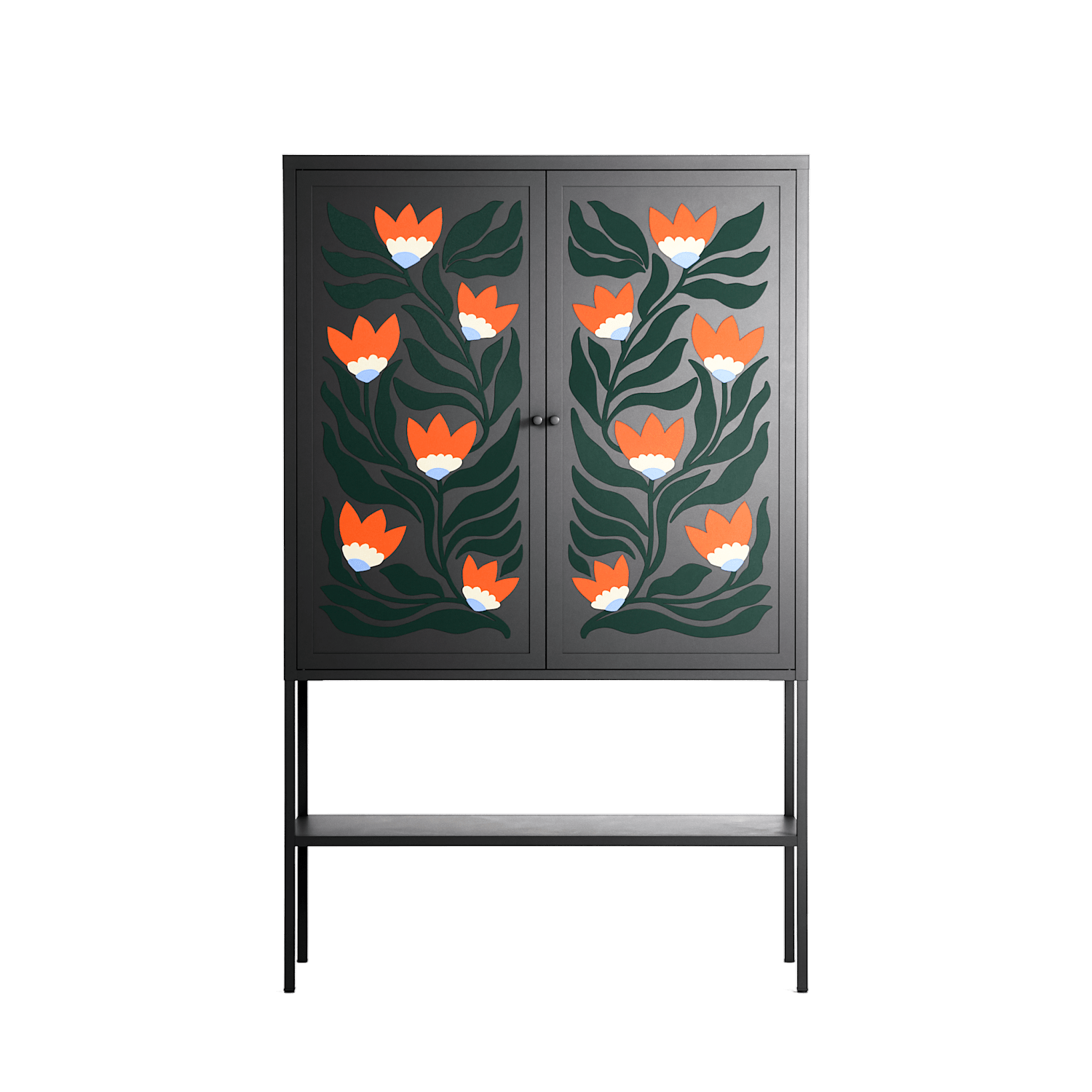 Blooming Folk Garden - Loft Cabinet - Sandra Hutter - Antracite - Overlay Metal