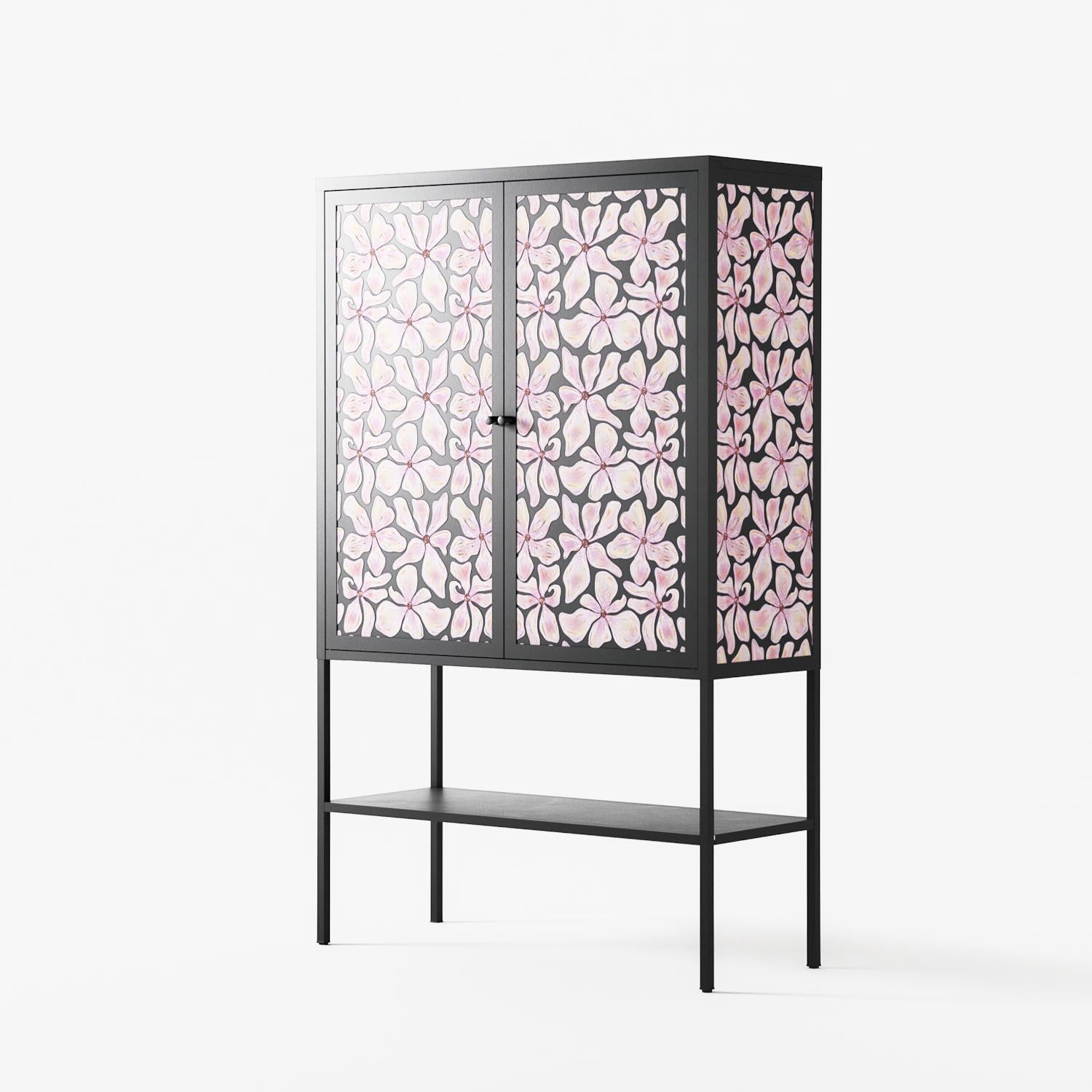 Floating Blossom Pattern - Loft Cabinet - Raissa Oltmanns - Antracite - Overlay Metal