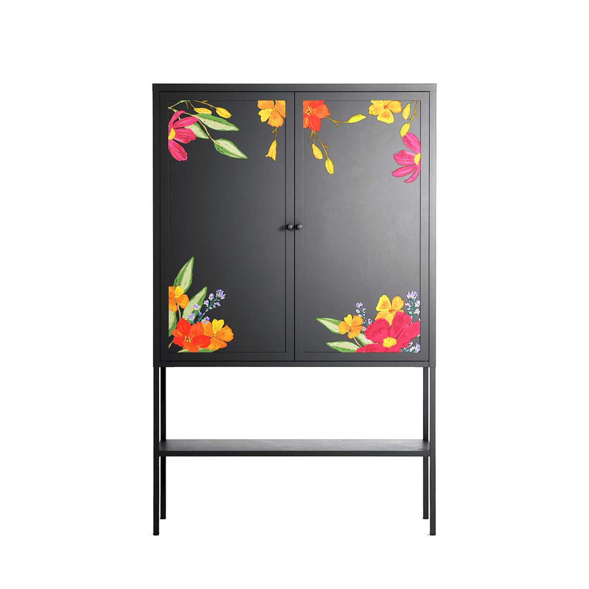 Abstract Spring Flowers - Loft Cabinet - Raissa Oltmanns - Antracite - Overlay Metal