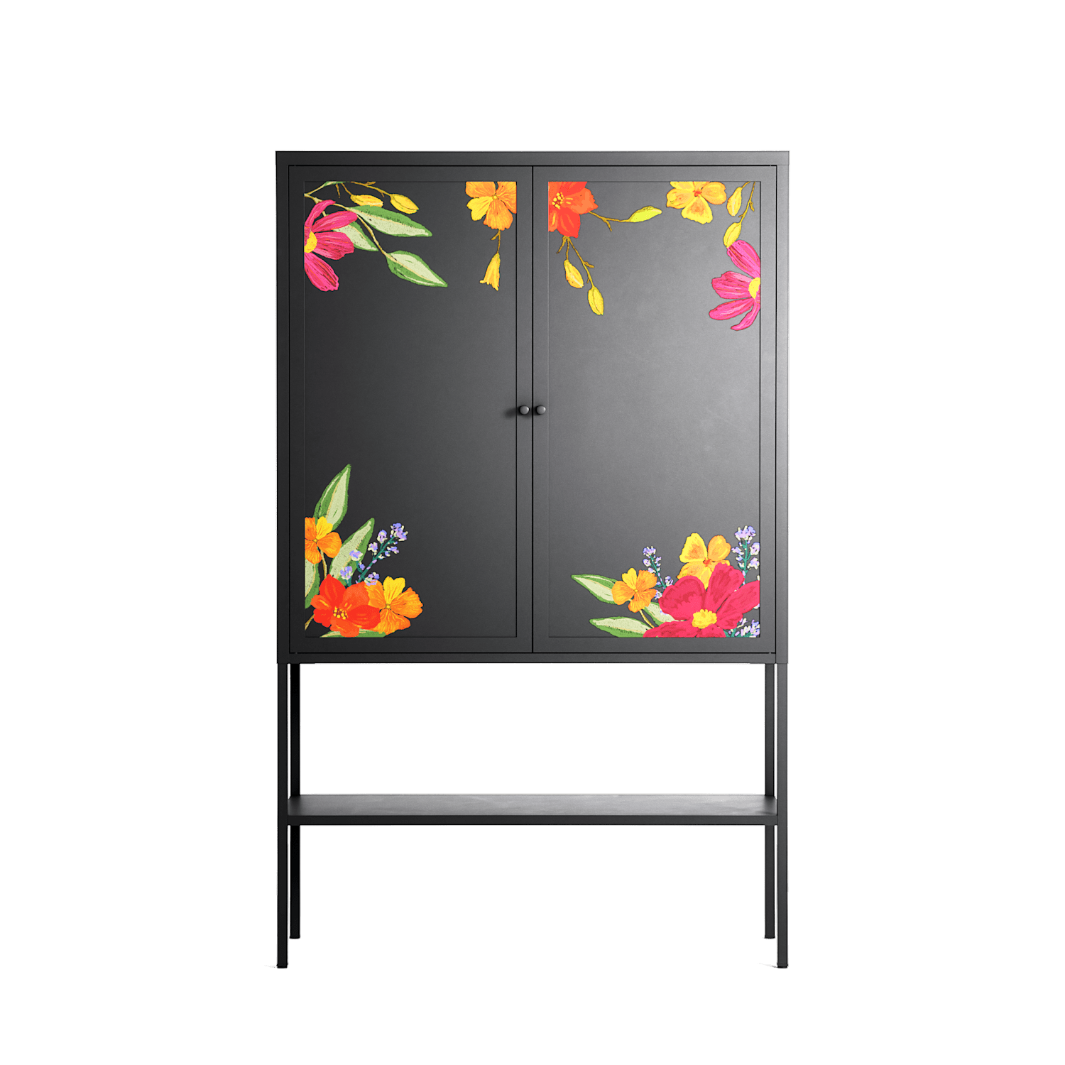 Abstract Spring Flowers - Loft Cabinet - Raissa Oltmanns - Antracite - Overlay Metal