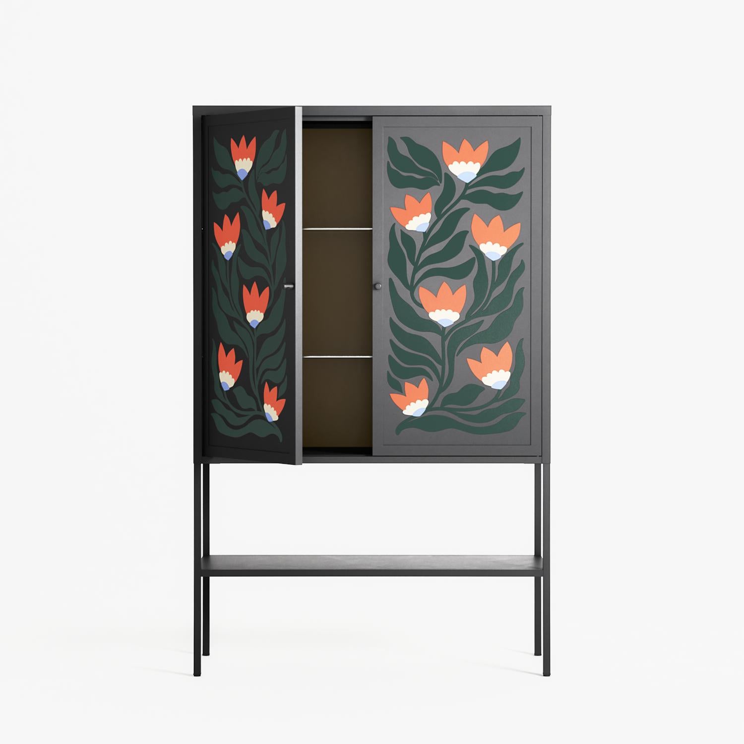 Blooming Folk Garden - Loft Cabinet - Sandra Hutter - Antracite - Overlay Metal