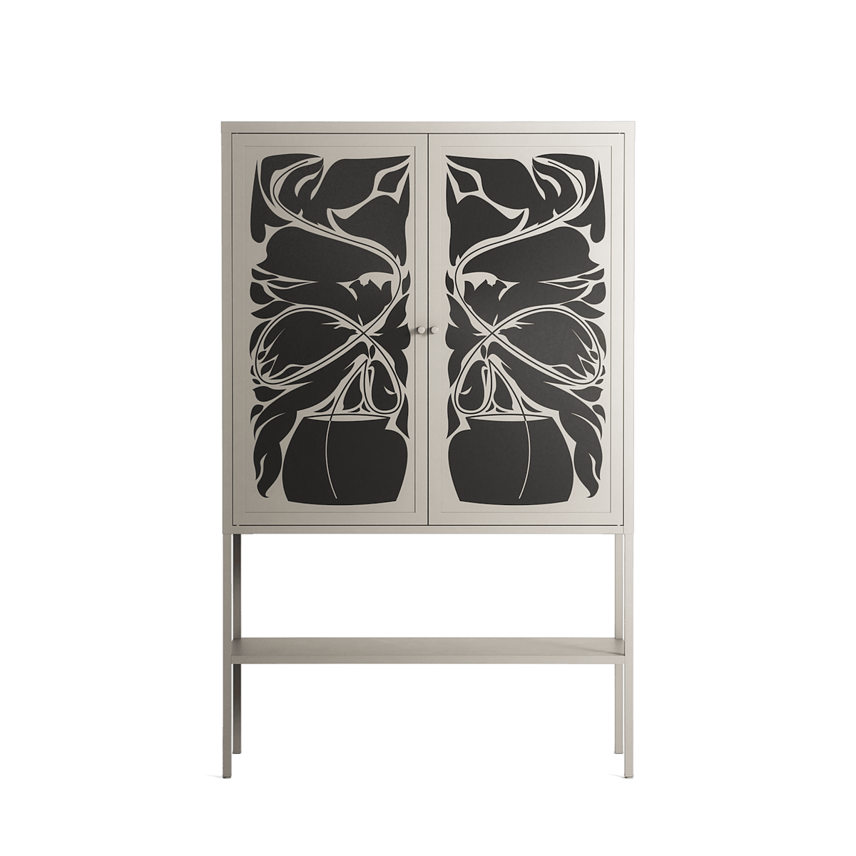 Black Potted Plant - Loft Cabinet - Konrad Blaszczyk - Pebble - Overlay Metal