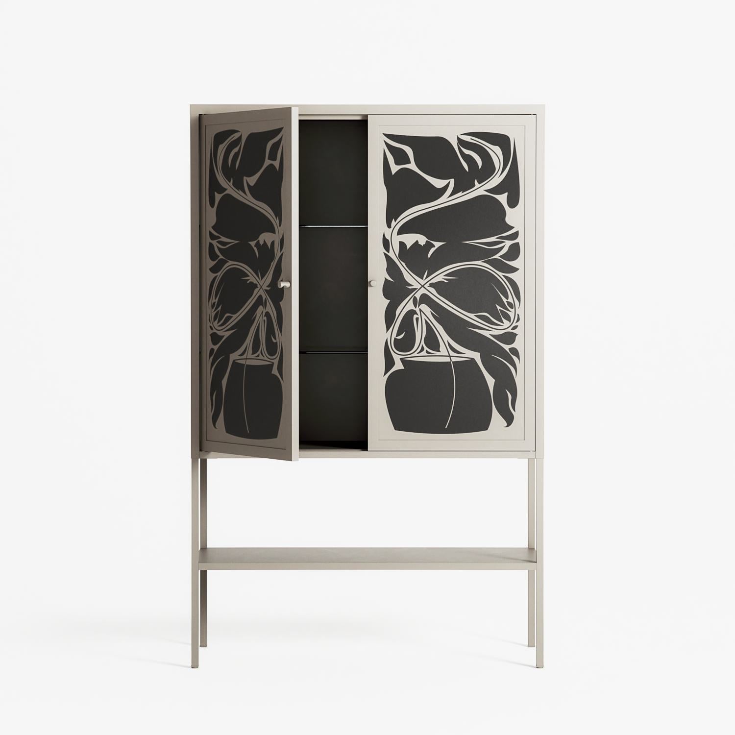 Black Potted Plant - Loft Cabinet - Konrad Blaszczyk - Pebble - Overlay Metal