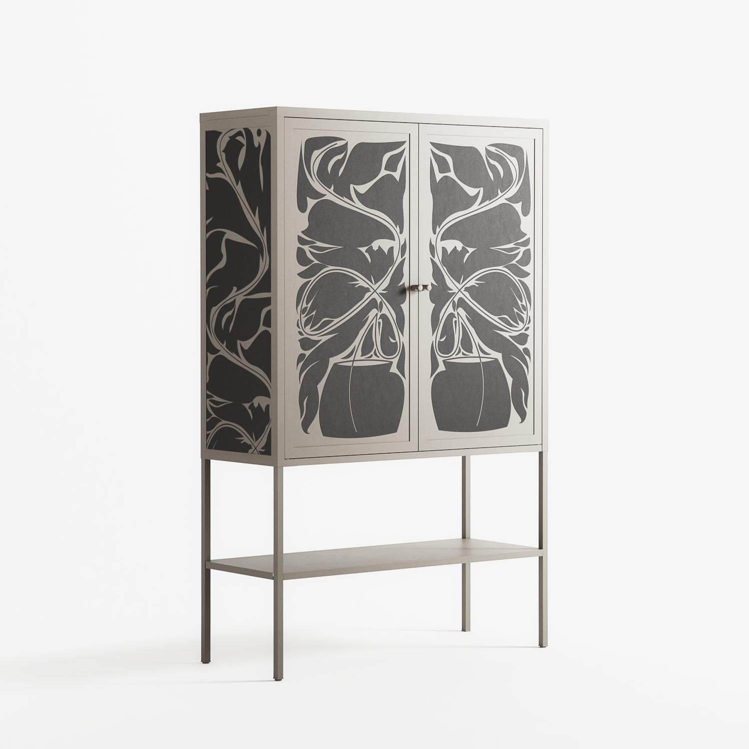 Black Potted Plant - Loft Cabinet - Konrad Blaszczyk - Pebble - Overlay Metal